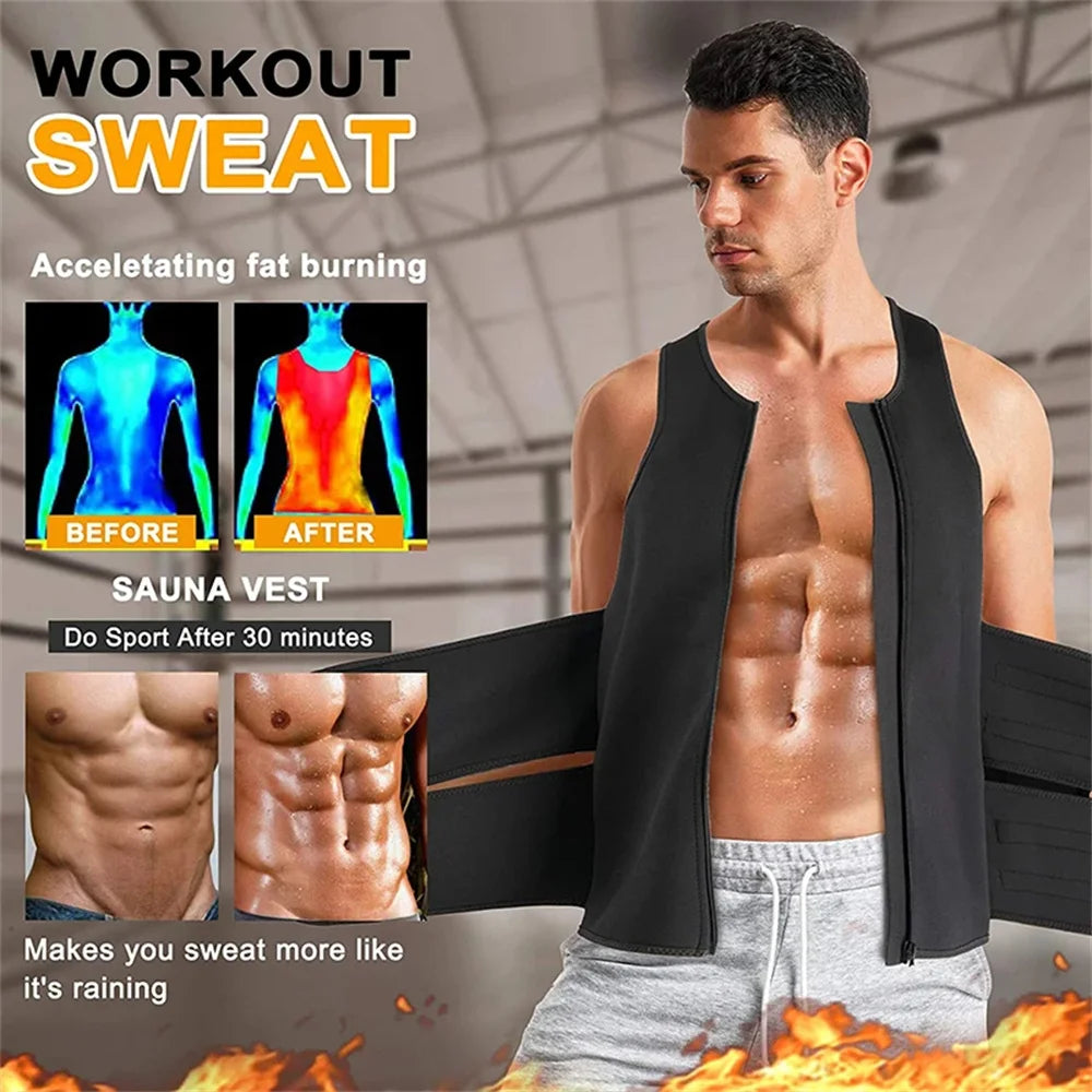 Men’s Compression Sauna Vest Slimming Body Shaper Tank Top for Workout Fitness