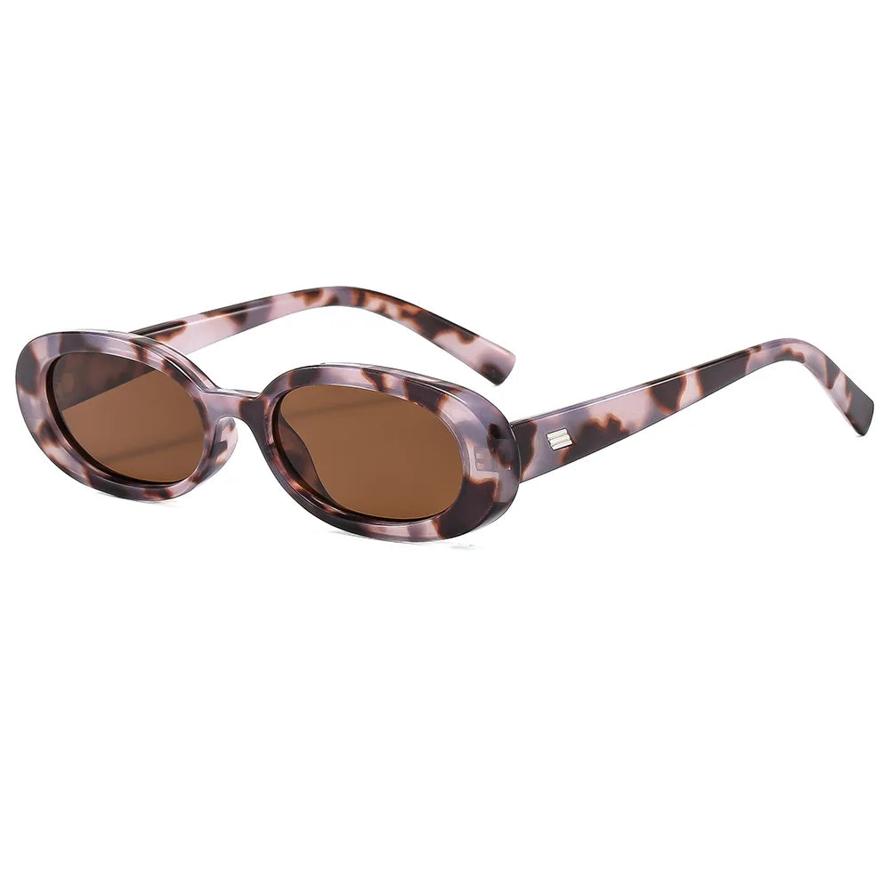 JNPCXI Vintage Oval Sunglasses Women Men Retro Rivet Gradient Amber Female Sun Glasses UV400