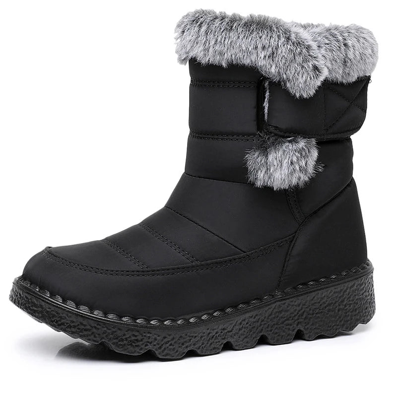 2026 Anti Slip Waterproof Snow Boots Women Faux Fur Platform Winter Ankle Boots Woman Plus Size 43 Thick Plush Cotton Booties