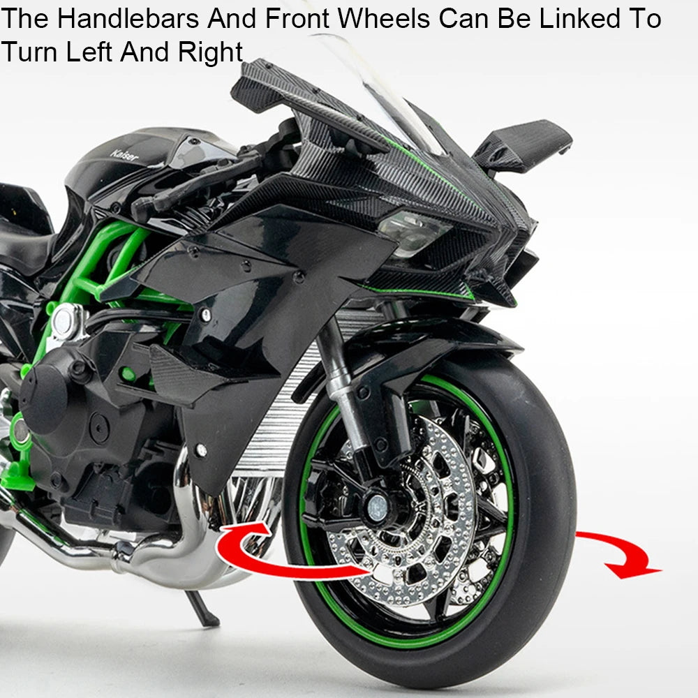 1:12 KAWASAKI H2R ZX-10R Alloy Diecast Motorcycle Model Toy Car Simulation Metal Motorcycle Sound Light Collection Kid Toys Gift