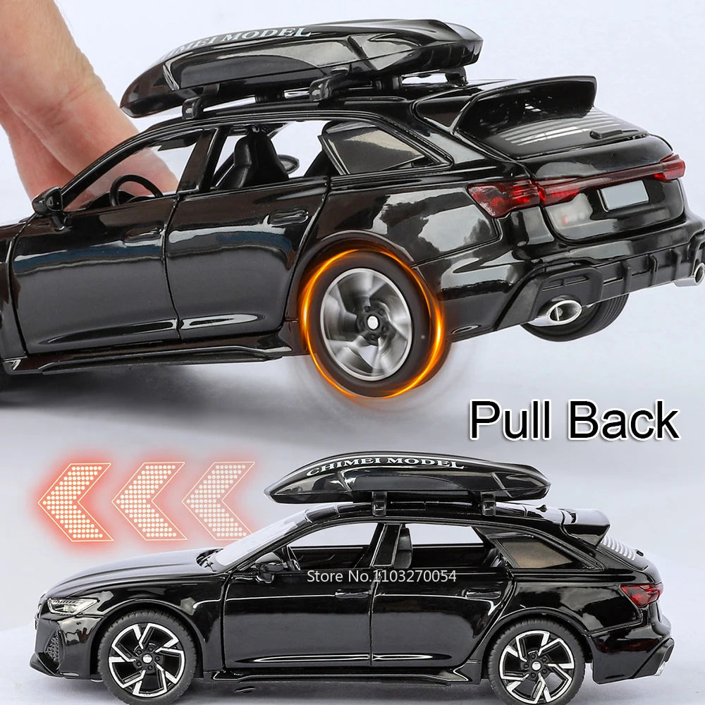 1:32 RS6 Santana Wagon Models Toys Diecast Alloy Car Doors Opened Sound Light Pull Back Miniature Vehices for Kids Festival Gift
