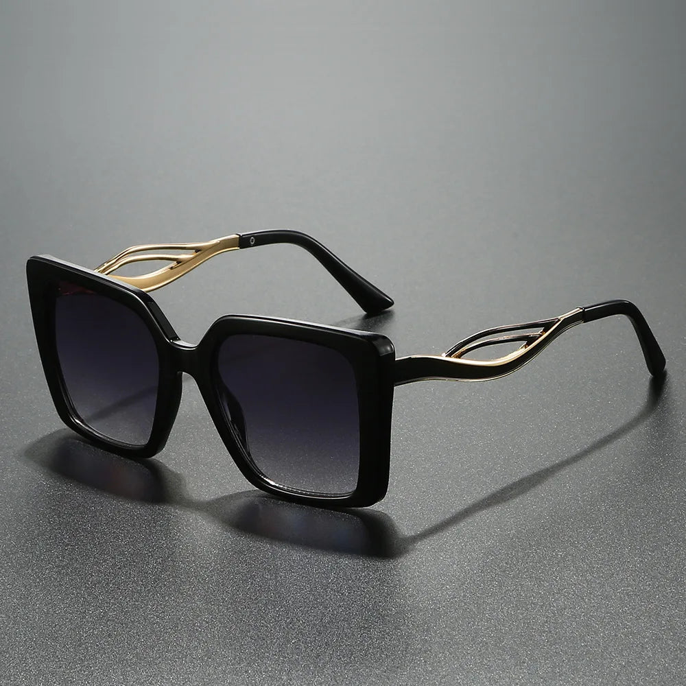 JNPCXI Retro Square Leopard Print Gradient Frame Women Sunglasses Ins Hollow Temple Design Men Casual Sun Glasses UV400