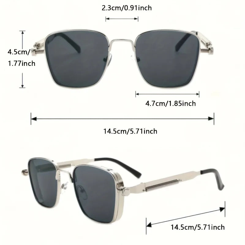 A Pair of Unisex Y2K Rectangular Frame Retro Punk Fashion Decorative Glasses Suitable for Parties School Shopping