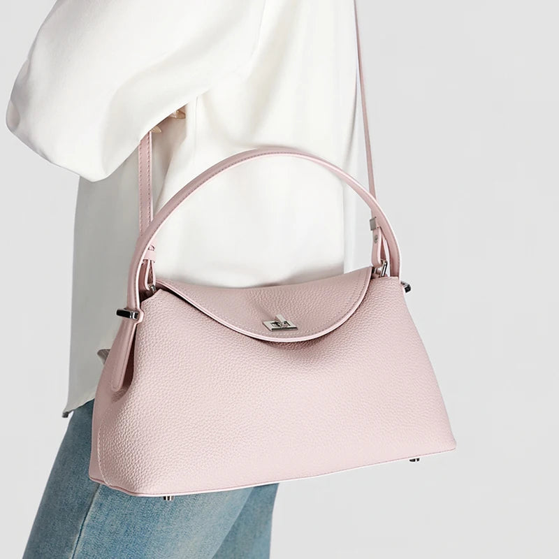 Genuine Leather Tote Bag for Women Large Capacity Cowhide Shoulder Bag Patchwork Commute Handbag Luxury Designer Crossbody Bag