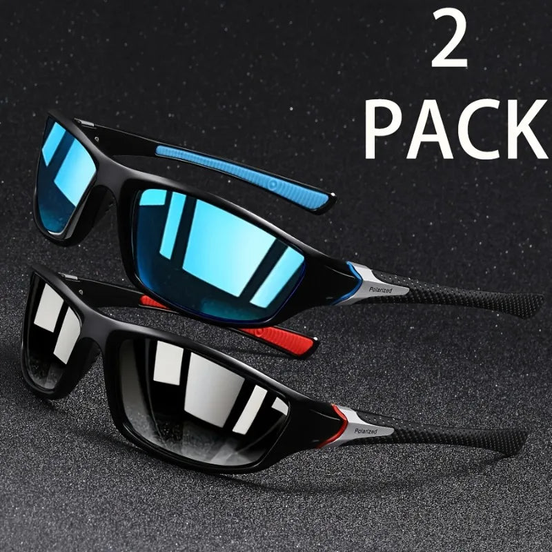 2pcs Set Men'S Classic Oval Glasses Fashion Sunglasses Casual Outdoor Sports Riding Glasses Ideal Choice for Holiday Gifts