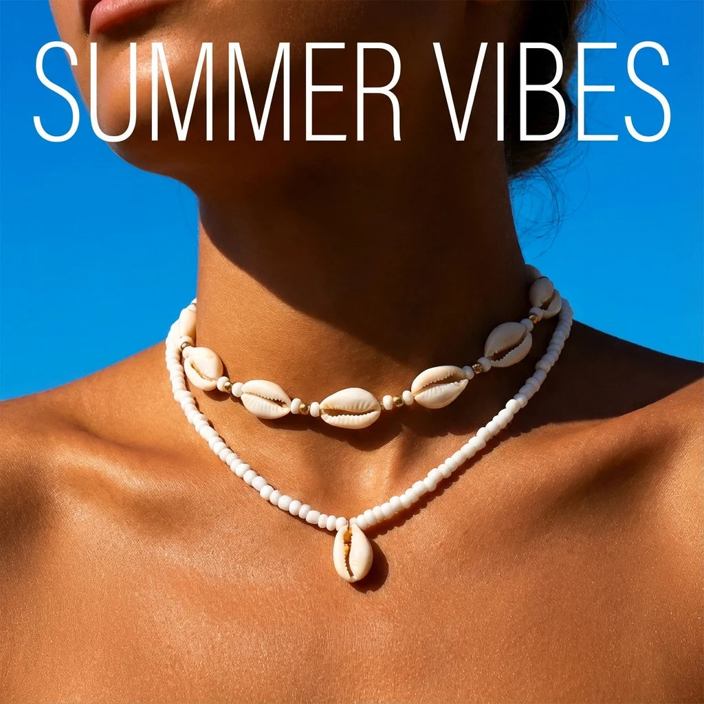 Summer Ocean Shell Seed Beaded Necklace Set Women Beach Vacation Choker Collar Jewelry Accessories Gifts