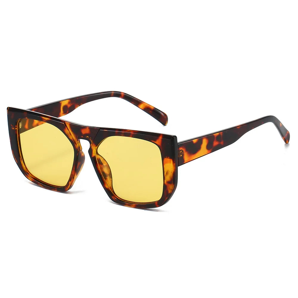 JNPCXI New Fashion Square Sunglasses Women Retro Leopard Green Shades Men Trending Sun Glasses UV400