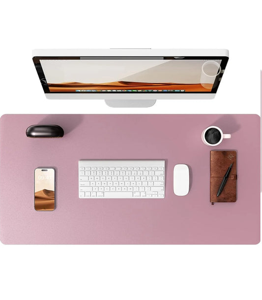 Large Pale Mauve Mouse Pad Office Desk Mat Non-Slip PU Leather Desk Pad Protector
