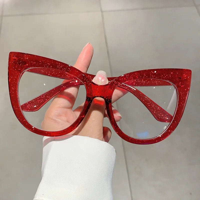 Fashion Cat Eye Glasses Blue Light Blocking Glasses Big Frame Viral Gaming Computer Glasses Trendy Optical Frames