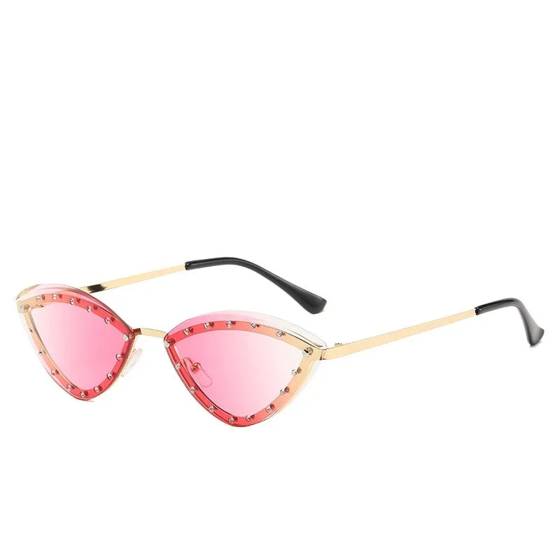 Y2K Spicy Girl Fashion Cat Eye Set with Diamond High Grade Sunglasses European and American Personalized Outdoor Party Trendy Wo