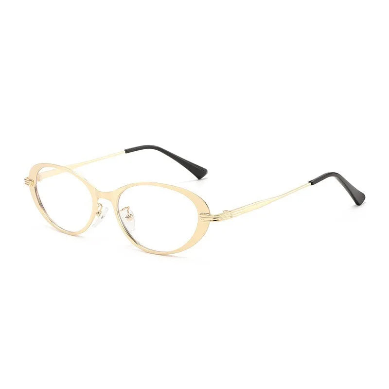 JNPCXI New Small Oval Metal Sunglasses for Men Women Fashion Candy Color Punk Sun Glasses Clear Lens Frame UV400
