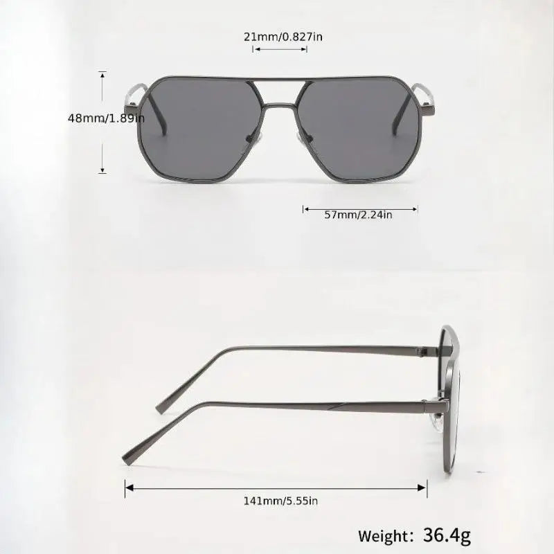 2PCS Square Polarized Photochromic Glasses Metal Frame for Men & Women Ideal for Driving