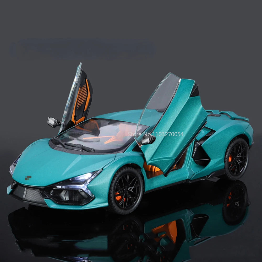 Scale 1/24 Aventador Alloy Diecast Toy Car Model 4 Door Can Opened Rubber Tire Sound Light Full Back vehicle Boy Gift Decoration