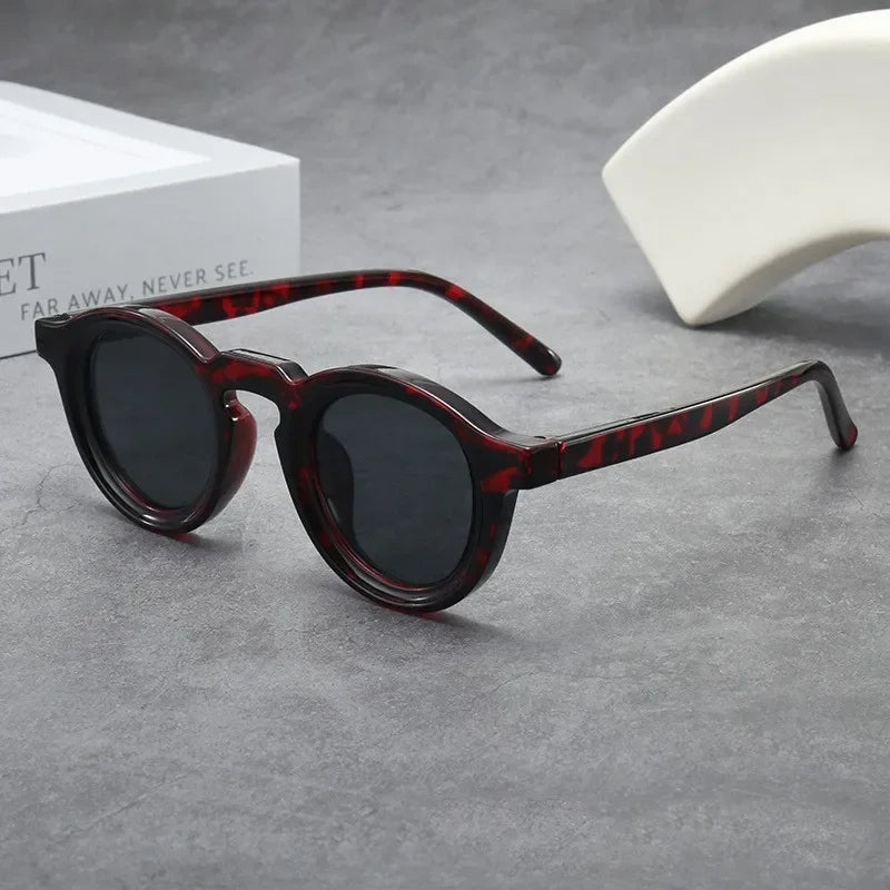 JNPCXI New Round Sunglasses Women Men Punk Shades Retro Trending Sun Glasses Clear Lens Frame UV400 Female