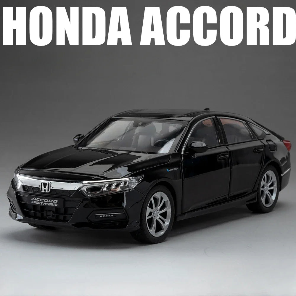 1:24 HONDA ACCORD GTR-R34 Cars Model Toys Alloy Diecast Vehice 6 Door Opened Sound Light Pull Back Toy Children's Birthday Gifts