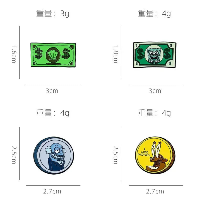 4/6/10 PCS  SquarePants Enamel Lapel Pins Set Cute Children's Gift Jewelry Adorn for Backpack Brooches Collectible Badges
