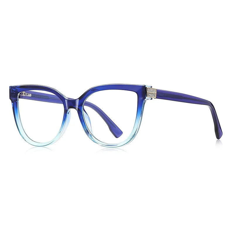 JNPCXI New Cat Eye Flower Anti-Blue Light Reading Glasses Women Customizable Prescription Myopia Lenses