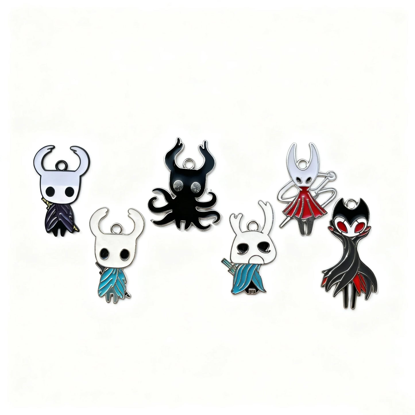 6pcs/lot Hollow Knight Enamel Charms, Cartoon Anime Alloy Pendants for Jewelry Making, DIY Craft Charms for Bracelet Necklace