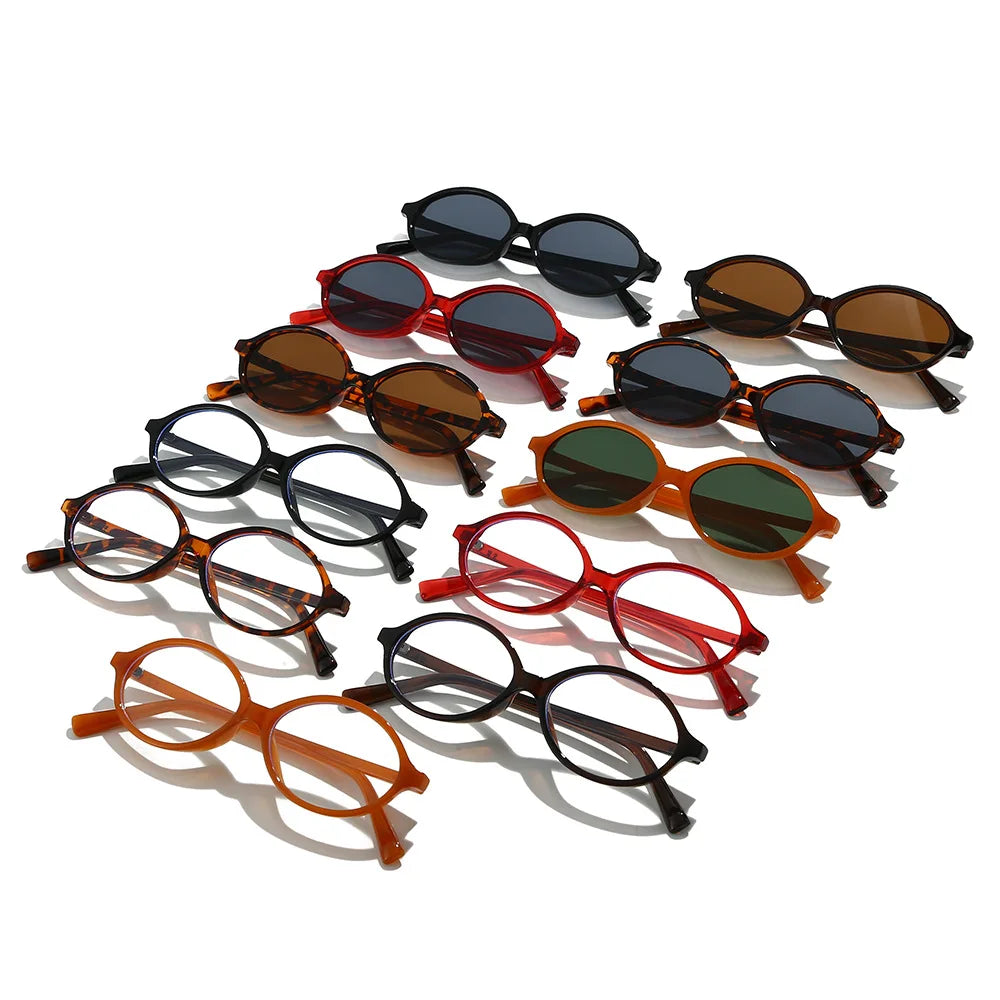 JNPCXI Fashion Small Oval Sunglasses Women Retro Punk Rivets Men Shades UV400