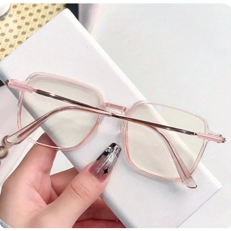 2pcs new Korean square photochromic glasses - fashionable women's glasses, casual daily commuting for men and women