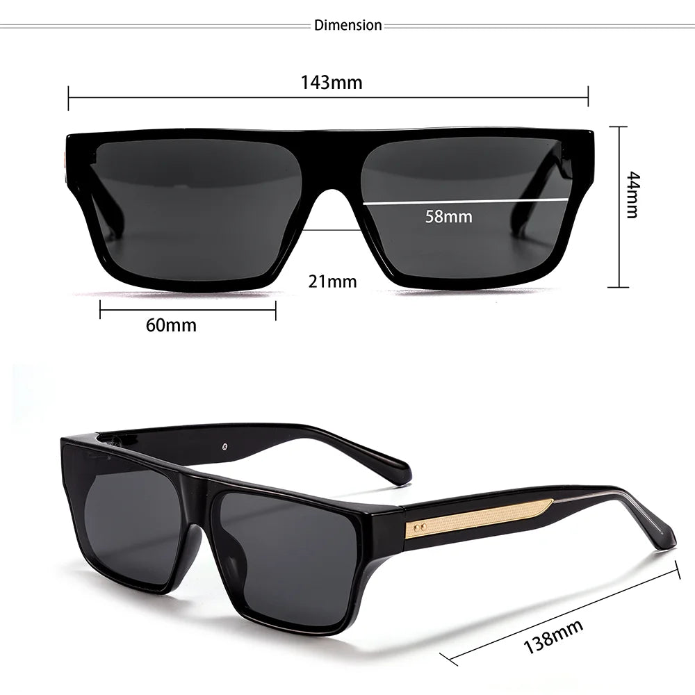 CATERSIDE Men Fashionable Sunglasses Thick Square Frames Personalized Design Outdoors Travel Versatile Essential Glasses UV400