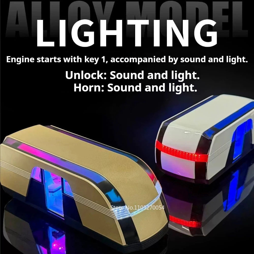 1:24 ROBOVAN Pickup Alloy Diecast Model Toy Car Shock Absorption Doors Opened Sound Light Pull Back Autonomous Bus Birthday Gift
