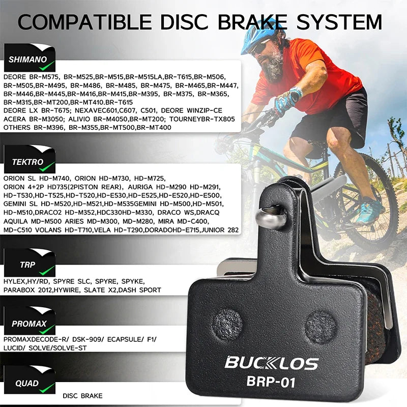 BUCKLOS Semimetallic Brake Pads Bicycle Disc Brake Pads for Shimano B01S/B03S/B05S-RX Road Bike Hydraulic Brake Pad MTB Parts