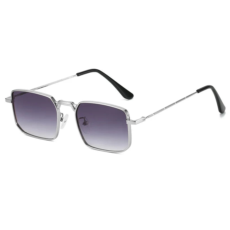 JNPCXI New Square Metal Sunglasses Women Fashion Clear Black Orange Ocean Lens Shades UV400 Men Punk Sun Glasses