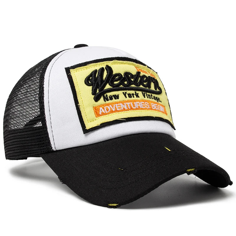Baseball Cap Men Mesh Embroidered Letter Trucker Hat Snapback Women Casual Caps Vintage Sun Hats For Summer Outdoor Daily Wear