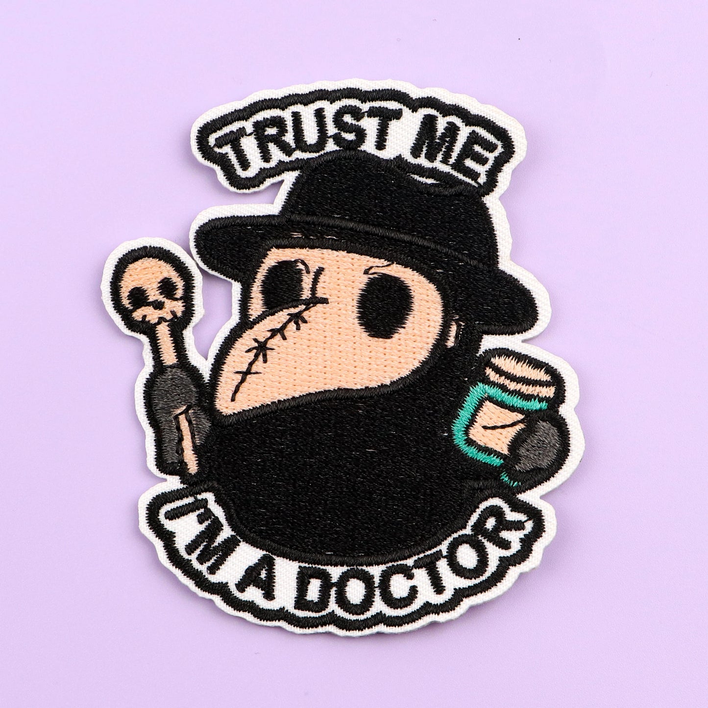 TRUST ME I'M DOCTOR Embroidery Patch Crow Iron On Patches For Clothing Thermoadhesive Patches On Clothes DIY Sew Badges
