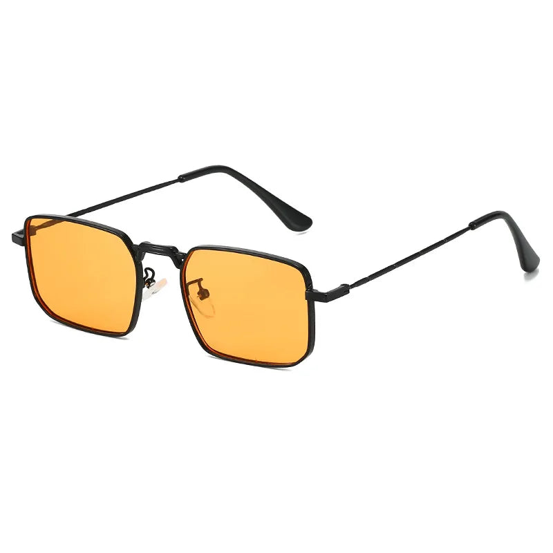 JNPCXI New Square Metal Sunglasses Women Fashion Clear Black Orange Ocean Lens Shades UV400 Men Punk Sun Glasses