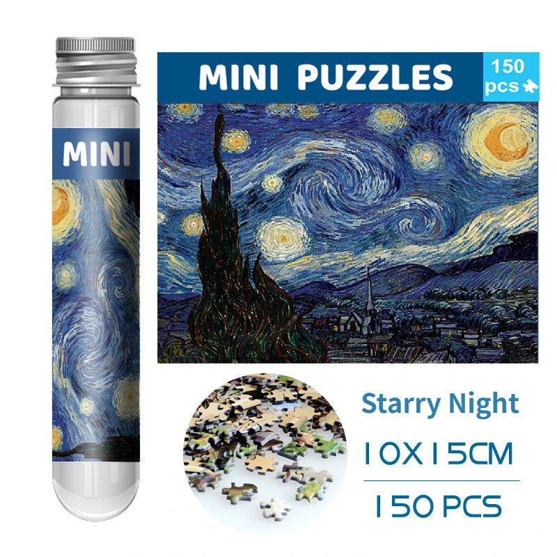 150pcs test tube jigsaw puzzle Van Gogh Painting Puzzles with Puzzle Storage Tray Plastic Sorting Tray Jigsaw Aids