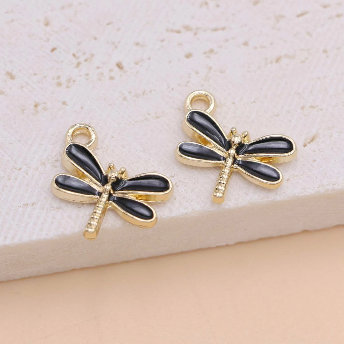 10Pcs Gold Plated Enamel Dragonfly Charms Pendant for Jewelry Making Earrings Bracelet Necklace Accessories DIY Craft Findings