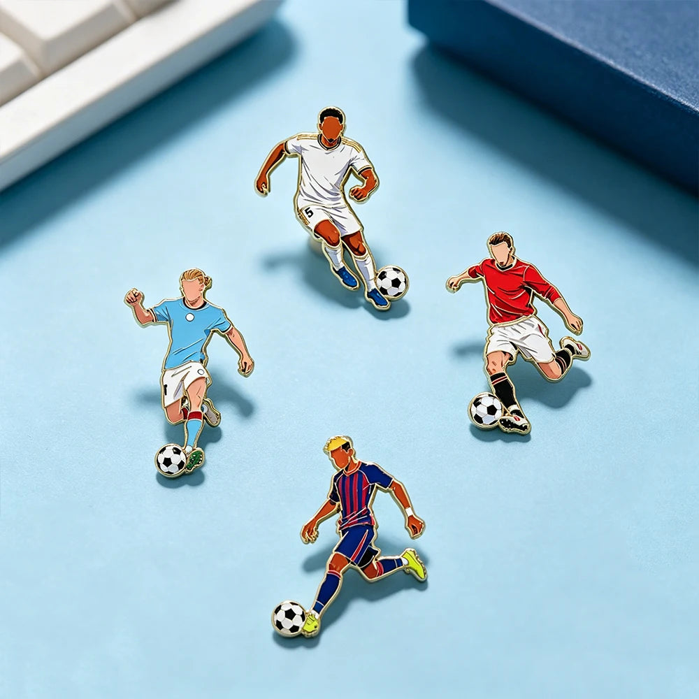 4/8 PCS 7th Football Player Enamel Brooch Goalkeeper Creative Design Sport Metal Badge Clothe Punk Lapel Pin Jewelry Friend Gift