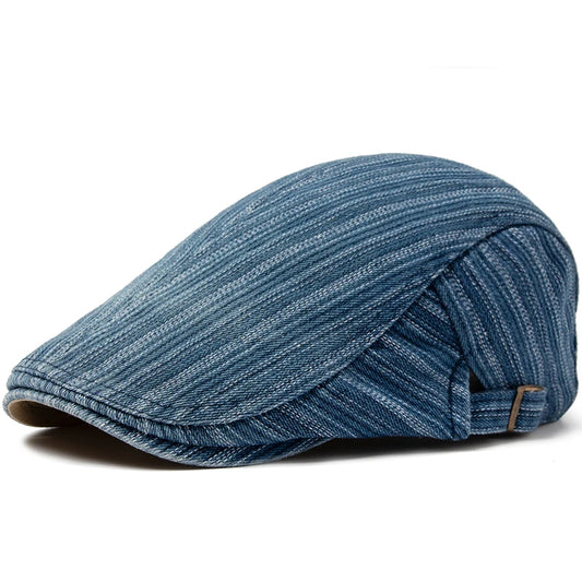Men Women Berets Fashion Stripes Jeans Newsboy Hat Summer Cotton Soft Top Sun Caps Outdoor Casual Forward Cap Peaked Beret Boina