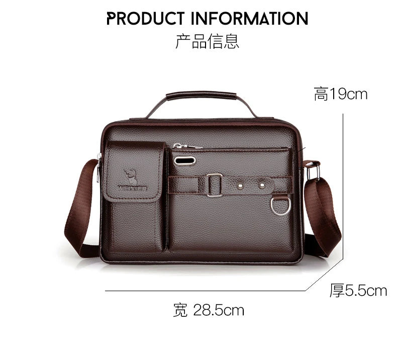 Men Shoulder Bag Pu Leather Business Messenger Crossbody Bags Designer Handbag