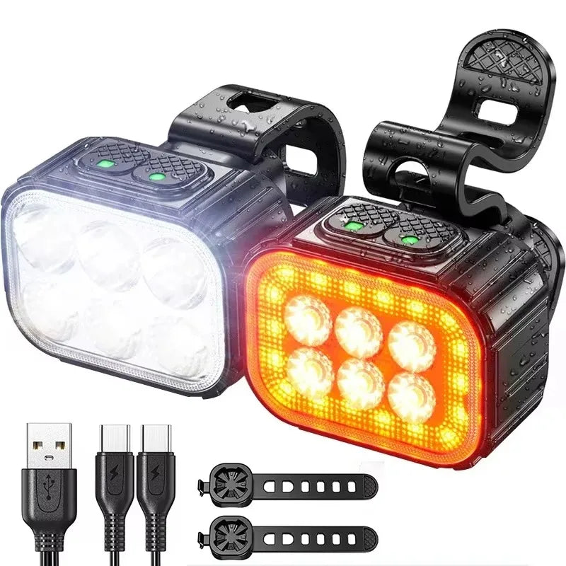 BUCKLOS LED Light for Bicycle Rechargeable Bike Front Headlight Rear Taillight Waterproof Night Warning Flashlight Cycling Parts