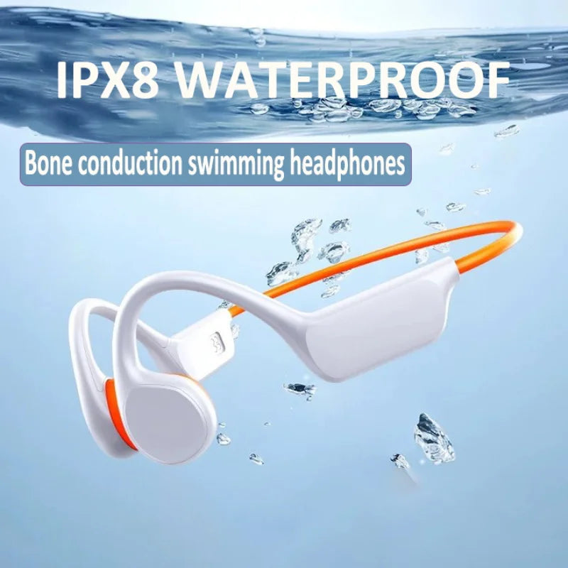 G1 Bone Conduction Headset Bluetooth 5.4 Not In Ear Swimming Running IPX8 Waterproof Long Life Hang Ear Sports Headphones 2025