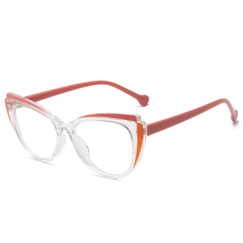 JNPCXI Retro TR90 Double Color Cat Eye Women Glasses Frame Fashion Pink Clear Anti-Blue Light Optical Men Eyewear Frame