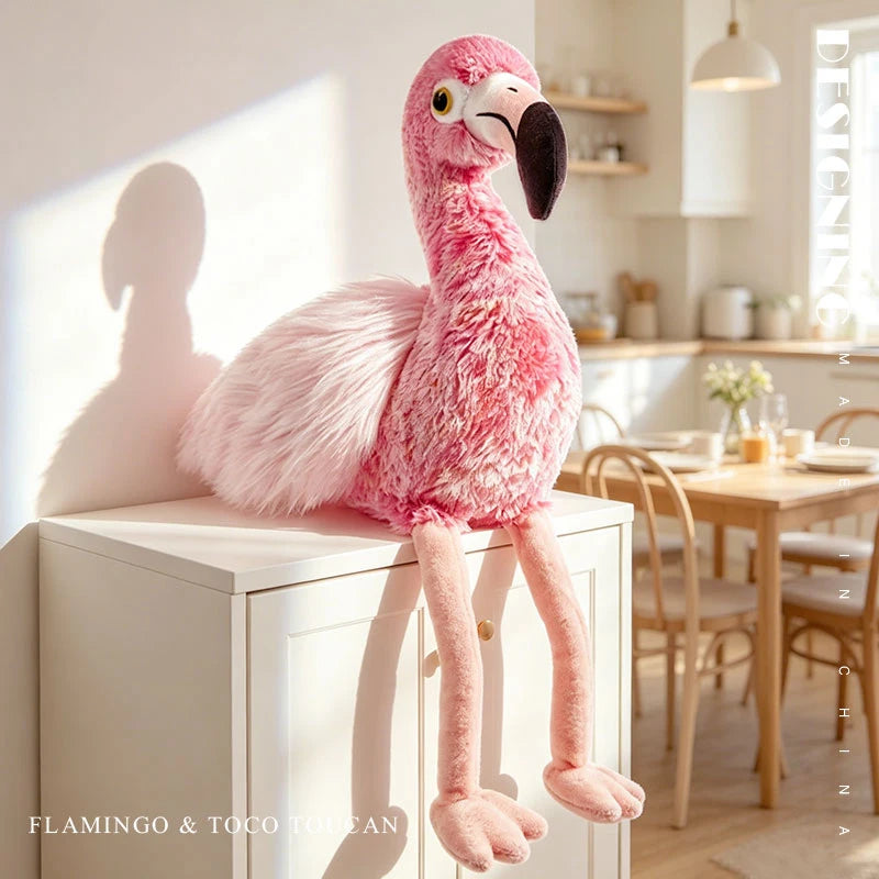 22/35cm Simulation Lifelike Birds Flamingo Plush Doll Stuffed Animal Soft Toucan Baby Appease Toys Funny for Kids Gift Decor