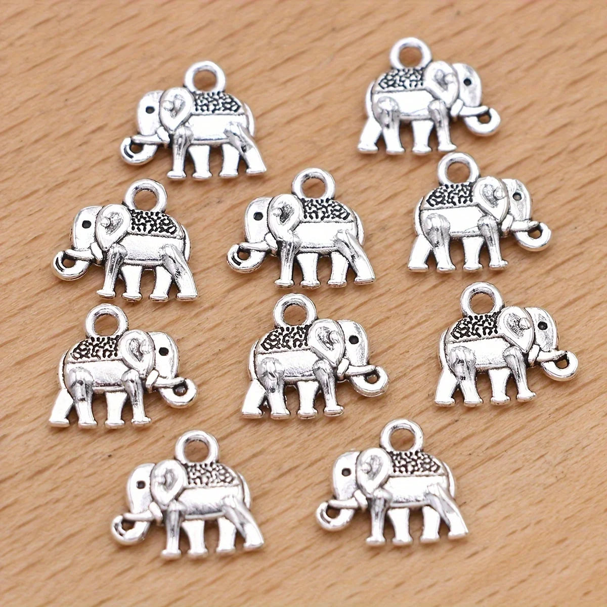20Pcs Silvery Elephant Charms Pendants for Jewelry Making DIY Necklace Bracelet Earrings Key Chain Accessories