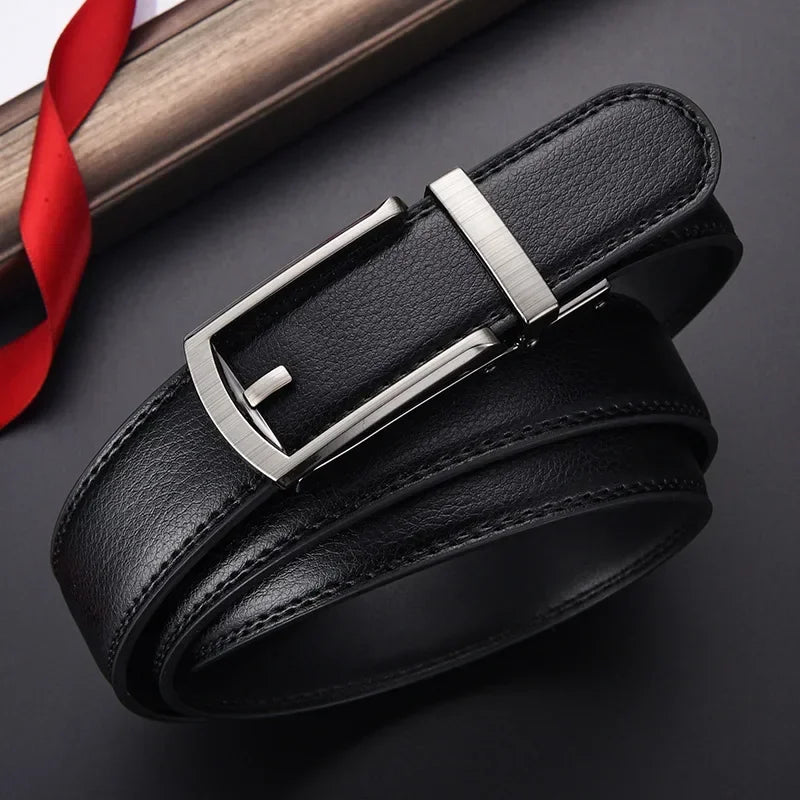 Men's Click Belt Business Luxury Designer Brand Black Leather Belts for Jeans