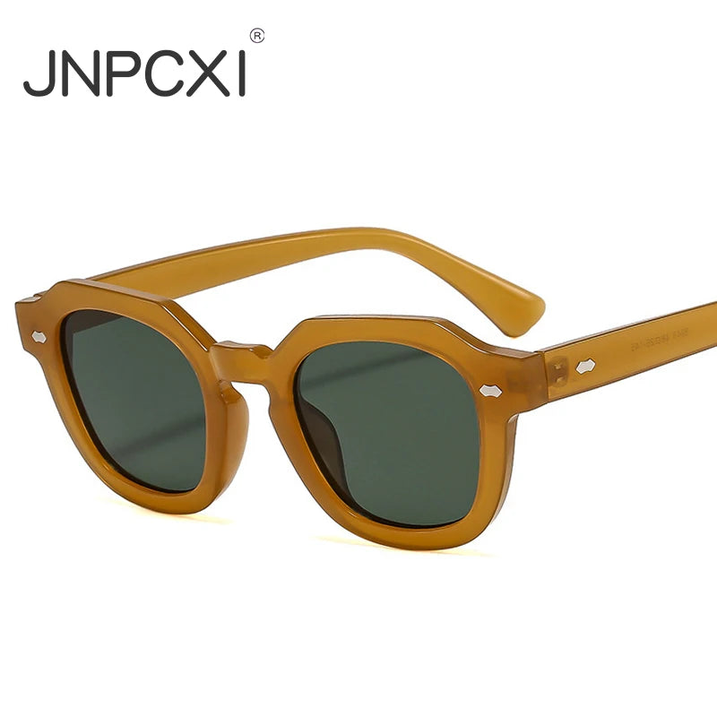 JNPCXI New Fashion Candy Color Square Women Sunglasses Leopard Shades UV400 Retro Trending Rivets Men Sun Glasses