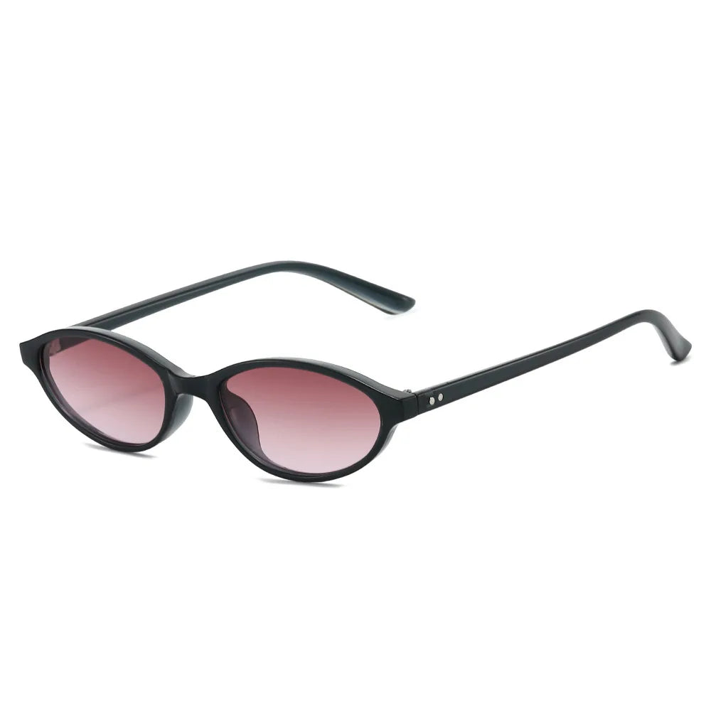JNPCXI New Fashion Small Oval Sunglasses Women Gradient Shades UV400 Retro Rivets Trending Men Punk Sun Glasses