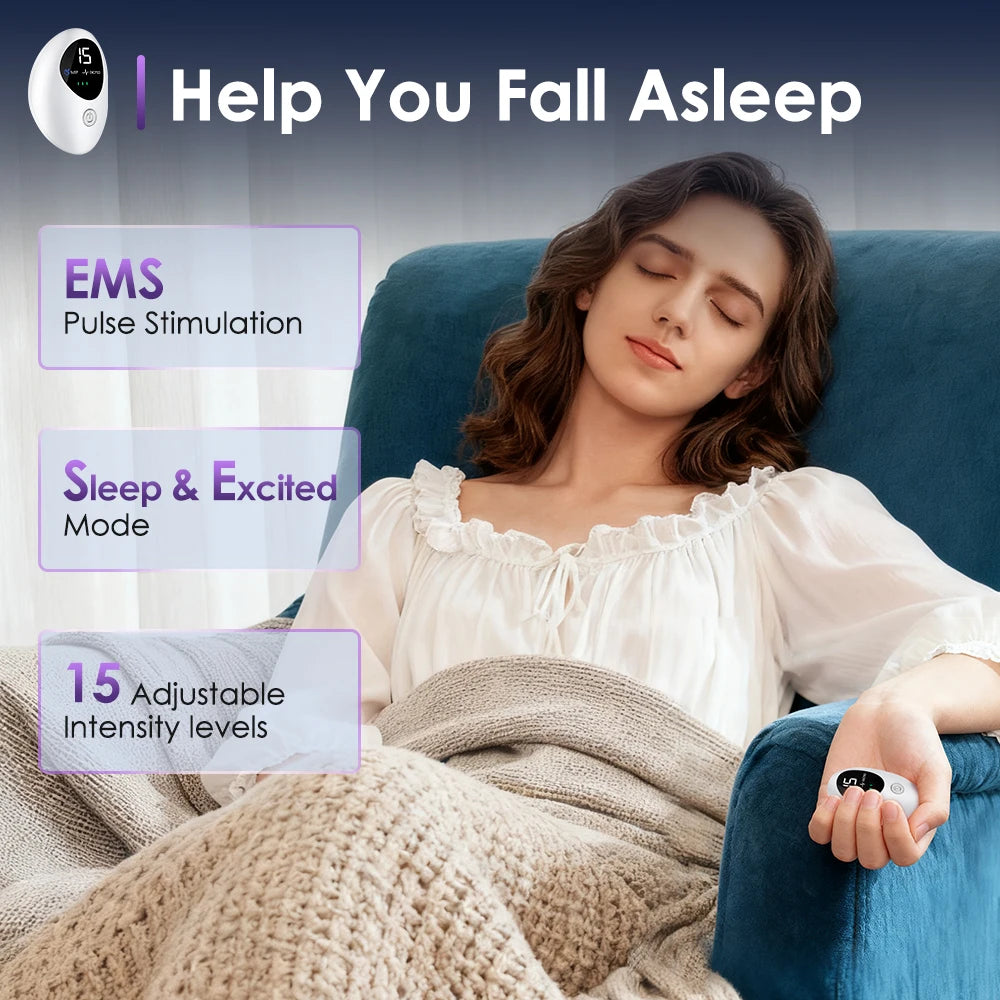 Handheld CES Sleep Aid Smart 15 Levels Microcurrent EMS Pulse Stimulation Stress Pressure Anxiety Neuro Nerves Insomnia Relief