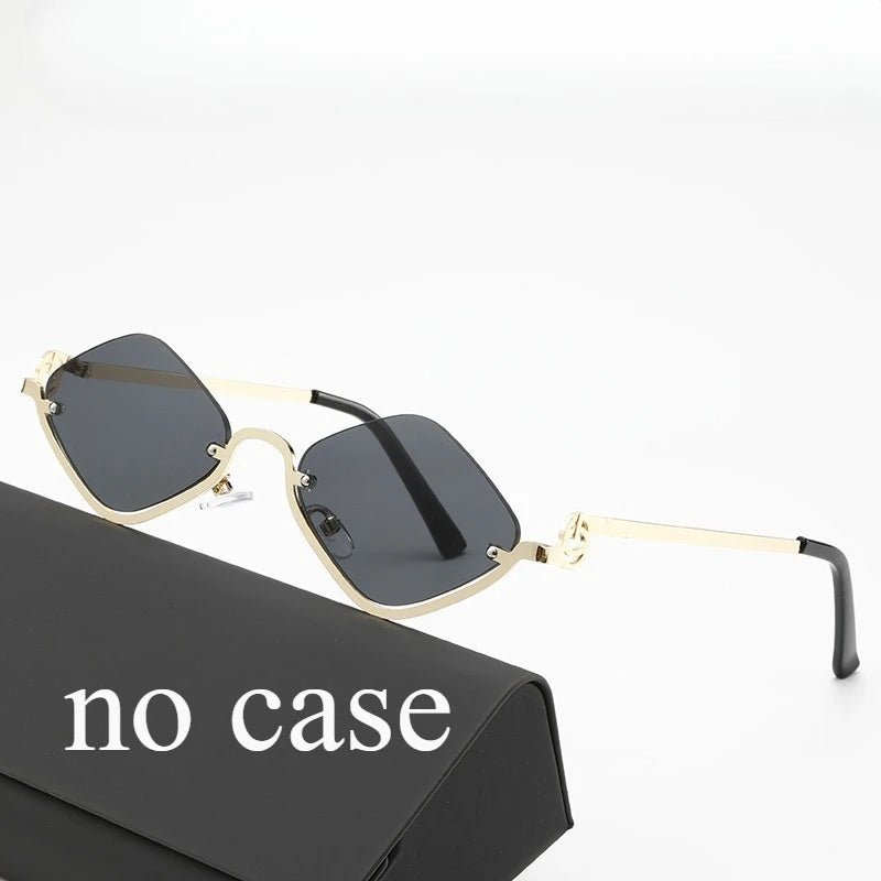 European and American Semi-Framed Retro Rhombus Sunglasses Punk Style Slim-Face Slimming Men's and Women's Shades