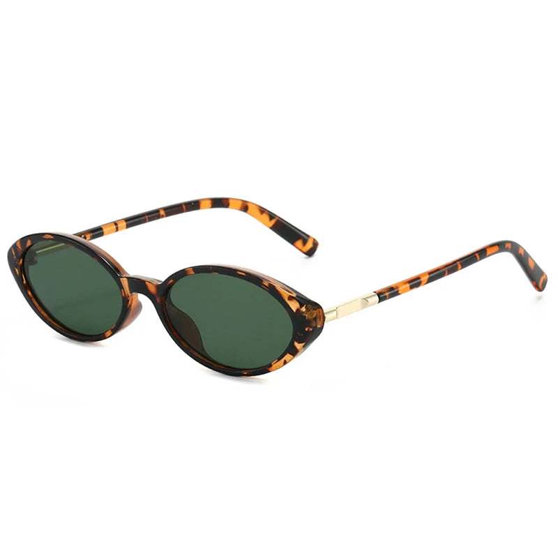 JNPCXI Fashion Small Cat Eye Women Sunglasses Shades Clear Lens Frame Men Punk Leopard Green Oval Sun Glasses UV400