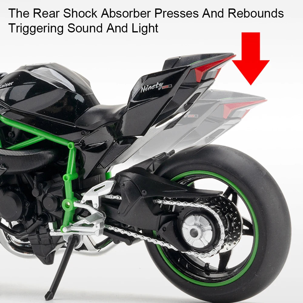 1:12 KAWASAKI H2R ZX-10R Alloy Diecast Motorcycle Model Toy Car Simulation Metal Motorcycle Sound Light Collection Kid Toys Gift