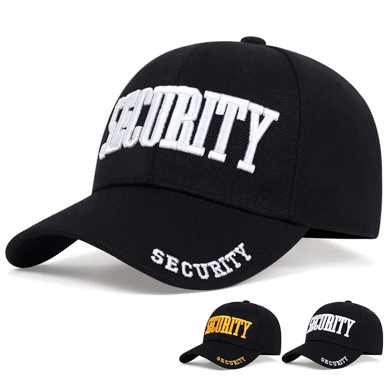 SECURITY Letter Embroidery Baseball Cap, USA Men Dad Hat Cotton, Snapback Hats