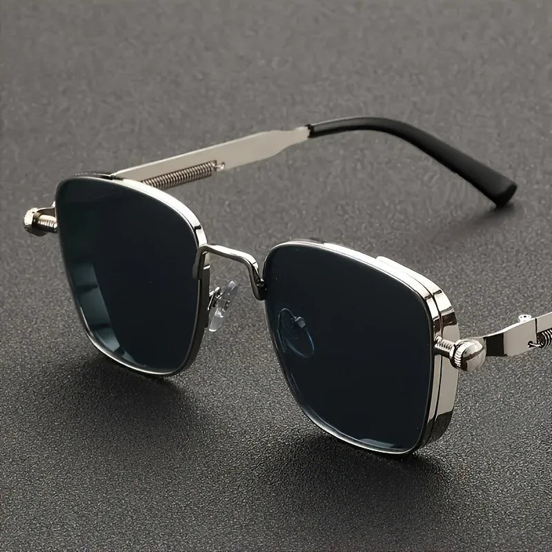 A Pair of Unisex Y2K Rectangular Frame Retro Punk Fashion Decorative Glasses Suitable for Parties School Shopping